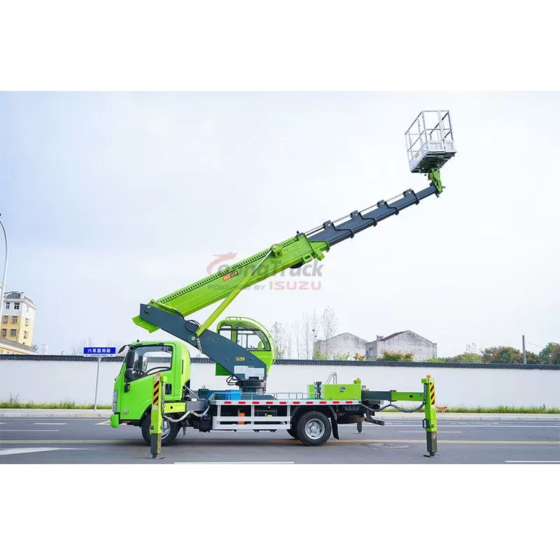 Isuzu 32m aerial work vehicle and Isuzu engine can switch between rear drive and four-wheel drive. The working height is 32m, and the working platform has a load of 200KG